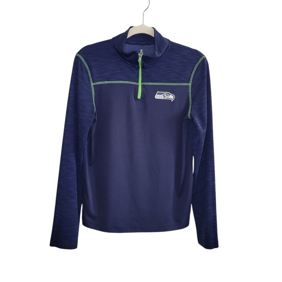 NFL Seattle Seahawks Blue 1/4 Zip Lightweight Pullover Jacket Kids Size L 14/16 - Picture 1 of 7
